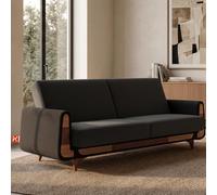 Konsimo.Gustavo Canapé avec fonction couchage - Canapé confortable et pratique avec caisses de lit - Lit de jour 220 cm - Canapé 4 places pour salon, chambre d'adolescent - Anthracite