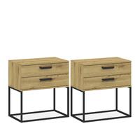 Konsimo Lot de 2 tables de chevet - Chêne