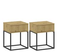 Konsimo table de chevet 2 tiroirs - Chêne