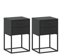 Konsimo Table de chevet 2 tiroirs (lot de 2) - Anthracite