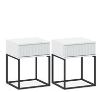 Konsimo Table de chevet lot de 2 - Blanc