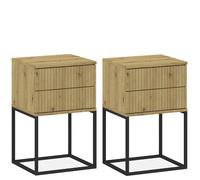 Konsimo Table de chevet lot de 2 - Chêne