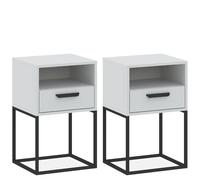 Konsimo Table de chevet métal - Blanc
