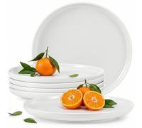 konsimo. VICTO Assiettes Plates pour 6 Personnes - Lot de 6 Assiettes - Passe au Lave-vaisselle - Passe au Micro-ondes - Service Assiette Ceramique - Grande Assiette Plate - 27 cm - Bianco