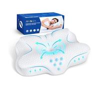 Konsoefuly Oreiller Ergonomique Cervical - Mousse à mémoire de forme - 4 hauteurs - 60x40 cm - Blanc - OEKO-TEX