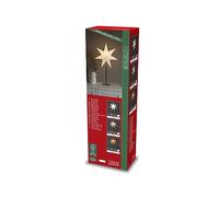 Konstsmide 1761-370FSC Étoile en papier beige 7 dents avec câble de raccordement avec interrupteur on/off sans ampoule, support de lampe E14 230 V, intérieur câble noir