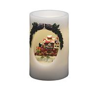 Konstsmide 1890-100 Bougie de Noël en cire LED Décoration de l'Avent Bonhomme de neige dans un train Utilisation intérieure 1 bougie LED blanc chaud 16 cm x 10 cm