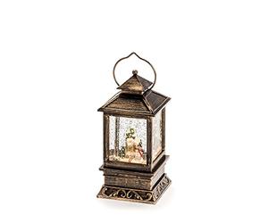Konstsmide 2808-000 Lanterne-tempête à LED avec bonhomme de neige, petit modèle, avec minuterie de 5 h, remplie d'eau, 1 diode blanc chaud, Fonctionnement sur batterie, intérieur,
