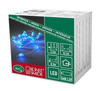 Konstsmide 3155-403 Guirlande d'Eclairage de Déco Caillou Métallique sur Pile 20 LEDs Bleu/Blanc Câble Transparent