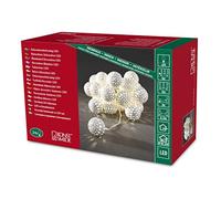 Konstsmide 3156-103 Guirlande d'Eclairage de Déco Boule Métallique Intérieure 24 LED 24 V Blanc/Blanc Chaud/Câble Transparent