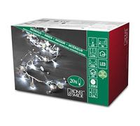 Konstsmide 3189-903 Guirlande Déco Boules Argentées + 20 LED Blanc + Câble Transparent 24 V