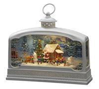 Konstsmide 4290-200 Lanterne à LED Père-Noël avec animaux blanc chaud LED blanc rempli d'eau, minuteur