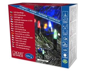 Konstsmide 6060-500 Mini Guirlande 120 LED Multicolores Retro Design + Câble Vert 24 V