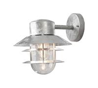 Konstsmide Applique murale d'extérieur Modena Down Fishermans - 1 lampe murale 60 W E27 Max - Globe en verre transparent - Acier galvanisé RAW - IP44 - Éclairage extérieur en acier galvanisé brut