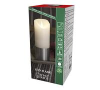 Konstsmide Bougie 3D à flamme vacillante en cire véritable avec minuterie de 4 ou 8 heures Argenté 17,5 x 7,5 cm