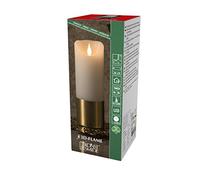 Konstsmide Bougie à piles 3D en cire véritable avec flamme vacillante et minuterie 4 ou 8 heures Blanc chaud 20,5 x 7,5 cm
