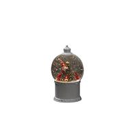 Konstsmide Boule à neige LED Lanterne rotative Scène de Noël blanche remplie d'eau Minuterie 5 heures 1 diode chaude Fonctionne à piles USB Intérieur 3 x AA 1,5 V (non inclus)