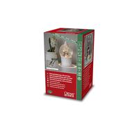 Konstsmide Boule à neige LED Lanterne rotative Scène de Noël blanche remplie d'eau Minuterie 5 heures 1 diode chaude Fonctionne à piles USB Intérieur 3 x AA 1,5 V (non inclus)