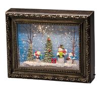 Konstsmide « Cadre avec bonshommes de neige » à LED, rempli d'eau, minuterie de 5 h, 2 diodes blanc chaud, à piles, intérieur, 4376-000