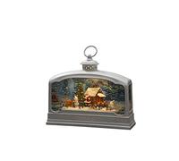 Konstsmide 4290-200 Lanterne à LED Père-Noël avec animaux blanc chaud LED blanc rempli d'eau, minuteur