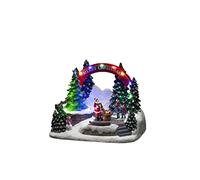 Konstsmide Décorations de Noël Scène LED, avec musique, fonctionne à piles ou USB, intérieur, câble noir, polyrésine PVC, résine, multicolore
