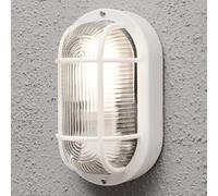 Konstsmide Elmas 7650-200 Applique murale d'extérieur en verre transparent nervuré en plastique IP44 Blanc 12 x 10,5 x 20 cm
