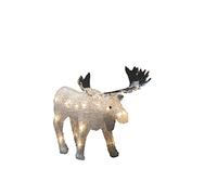 Konstsmide Figurine de Noël LED en Forme d'élan pour l'extérieur (IP44) ou intérieur - Fonctionne avec 4 Piles AA 1,5 V (excl.) - Minuteur 6 h - 24 LED Blanc Chaud - Câble Transparent