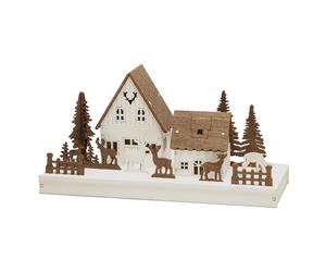 Konstsmide, Figurines de Noël, Décoration LED Maisons forestières avec rennes 28 x 14 cm