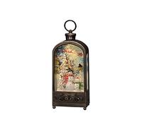 Konstsmide Lanterne à eau LED « Bonhomme de neige et Oiseaux », brun, remplie d'eau, minuterie 5h, 1 diodes blanc chaud, à piles et USB, intérieur, 4282-000