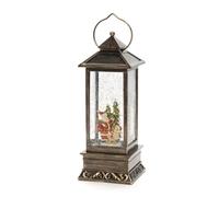 Konstsmide Lanterne à neige LED avec Père Noël et enfant, remplie d'eau, avec minuterie de 5 h, station de charge, 1 diode blanche chaude, fonctionne avec piles, intérieur - 4370-000