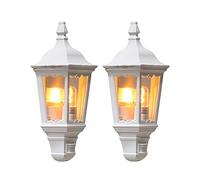 Konstsmide Lot de 2 appliques murales blanches demi-coque avec détecteur de mouvement FIRENZE, E27, aluminium 7230-250