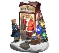 Konstsmide Lumières de Noël Scène de Père Noël Cabine téléphonique Décoration de Noël/Fonctionne avec 3 piles AAA (sauf) / Diodes multicolores Scène de Noël