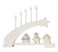 Konstsmide Lumières/village de silhouette avec décoration étoilée, fonctionne avec 2 piles AA (exception)/scène de Noël diodes blanc chaud, bois