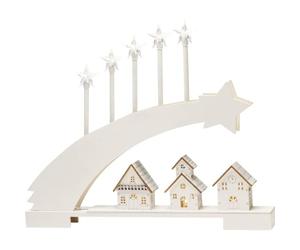 Konstsmide Lumières/village de silhouette avec décoration étoilée, fonctionne avec 2 piles AA (exception)/scène de Noël diodes blanc chaud, bois