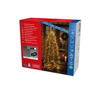 Konstsmide Micro LED Compactlights Gaine avec anneau 6 brins de 180 diodes dépolies, minuteur 8h, 1080 diodes ambrées, transformateur extérieur 30 V (IP44), 9 W, câble noir