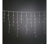 Konstsmide Rideau lumineux à LED effet neige, avec détecteur crépusculaire et minuterie 6 h et 9 h, effet givré, 80 diodes blanc chaud, à piles, extérieur (IP44), câble blanc - 3739-132