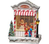 Konstsmide Snow Globe Candy Shop and Santa Claus Scene, Water Filled/Indoor Use (IP20) / Optional Eight Song Music/Battery Operated: 3xC 1.5V (ex hristmas Lantern 1 LED, White