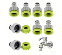 Kontazmi Lot de 8 adaptateurs de robinet 2 en 1, raccords de tuyau 1/2" et 3/4" en plastique, raccord de tuyau d'arrosage universel pour robinet, tuyau d'eau et irrigation Gardena
