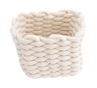 KONTONTY 1 pièce Panier de Rangement Coton Tissé pour Bureau Organisateur Multifonction Élégant pour Jouets et Accessoires de Maquillage Petit Modèle Blanc pour Chambre Salon et Salle de