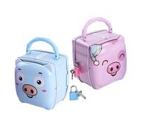 KONTONTY 2 pièces Tirelire Cochon Portable Bleu et Rose Boîte à Économies Adorable pour Garçon Fille Décoration Pratique et Résistante pour Bureau et Chambre