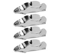 KONTONTY 4 Pièces Assiettes à Huîtres en Acier Inoxydable, Empilables | Poignée Élargie, Finition Miroir Lisse, Accès Facile aux Trempettes, pour Condiments, Tapas, Buffets et Traiteurs