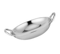KONTONTY Argenté, Wok Rond en Acier Inoxydable, Léger, Double Poignées | Cuisine Maison ou Camping, Forme Stable Antidérapante, Pose Directe sur Gazinière, Ne Se Déforme Pas