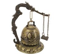 KONTONTY Cloche Décorative en Alliage Bronze Sculpté Dragon Vintage, Ornement de Table Multifonction, Décor Feng Shui Bureau, Décoration Statue Carillon Rétro Artisanale