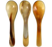 KONTONTY Cuillère à dessert compacte en corne de yak 3 pièces 14 cm pour usage domestique et mélange de boissons