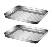KONTONTY Ensemble Plaque de Cuisson et Grille 2 Ensembles | Usage Multifonction à Maison, Empilable pour Rangement, pour Vapeur et Lavage des Légumes