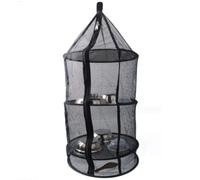 KONTONTY Filet de Séchage Suspendu à Quatre Couches, Noir Pliable | Maille en Acier et Tissu, Fermeture à Glissière, Séchage Rapide, pour Plafond, Tente, Vaisselle
