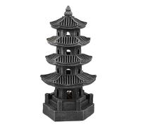 KONTONTY Lanterne solaire décorative de jardin en forme de pagode japonaise, lanterne d'extérieur en résine pour allée ou terrasse, statue asiatique étanche pour décoration nocturne festive.