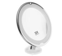 KONTONTY Miroir de Maquillage Grossissant X10 LED Rotatif Ventouse | ABS et Verre, Modèle Argenté, Fonctionne 3 Piles Aaa Non Incluses, pour Usage Domestique et Bureau