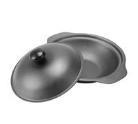 KONTONTY Petite Casserole en Fer Jaune avec Couvercle, Poêle à Induction Multi-usage en Fonte pour Riz et Plats Braisés, Cuisine Ménagère