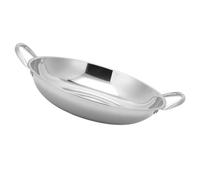 KONTONTY Sauteuse Acier Inoxydable à Fond Plat Double Poignées, Poêle Induction Inox Résistante à L'usure pour Wok Cuisine Maison et Cuisson Rapide